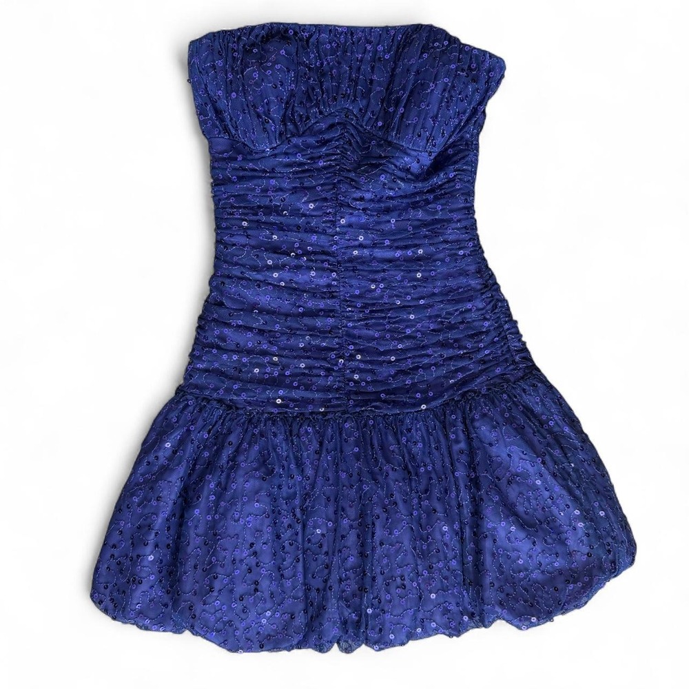 Y2K Betsey Johnson Sequined Whimsi Strapless Homecoming Dress